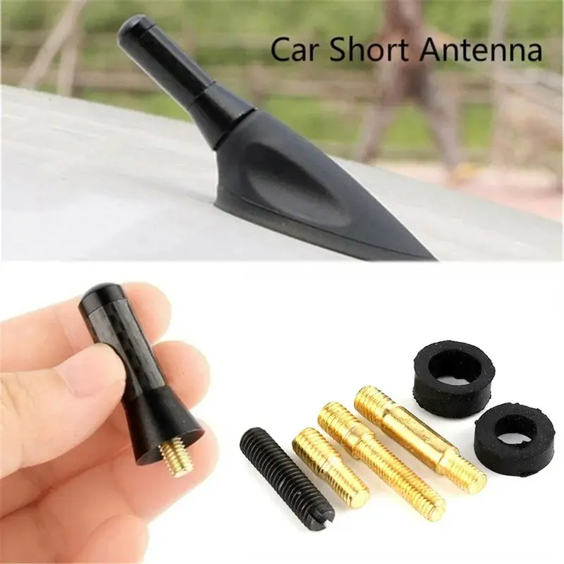 Black Car Roof Antenna Carbon Fiber Short and Long Auto Roof Radio Aerial Accessories Universal Enhanced Signal 3.5cm 12cm