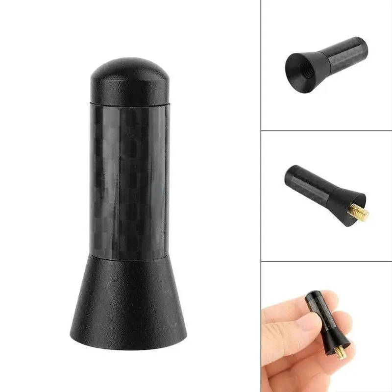 Black Car Roof Antenna Carbon Fiber Short and Long Auto Roof Radio Aerial Accessories Universal Enhanced Signal 3.5cm 12cm