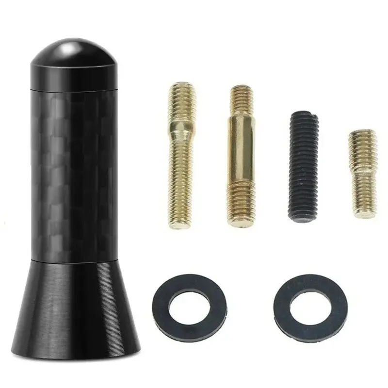 Black Car Roof Antenna Carbon Fiber Short and Long Auto Roof Radio Aerial Accessories Universal Enhanced Signal 3.5cm 12cm