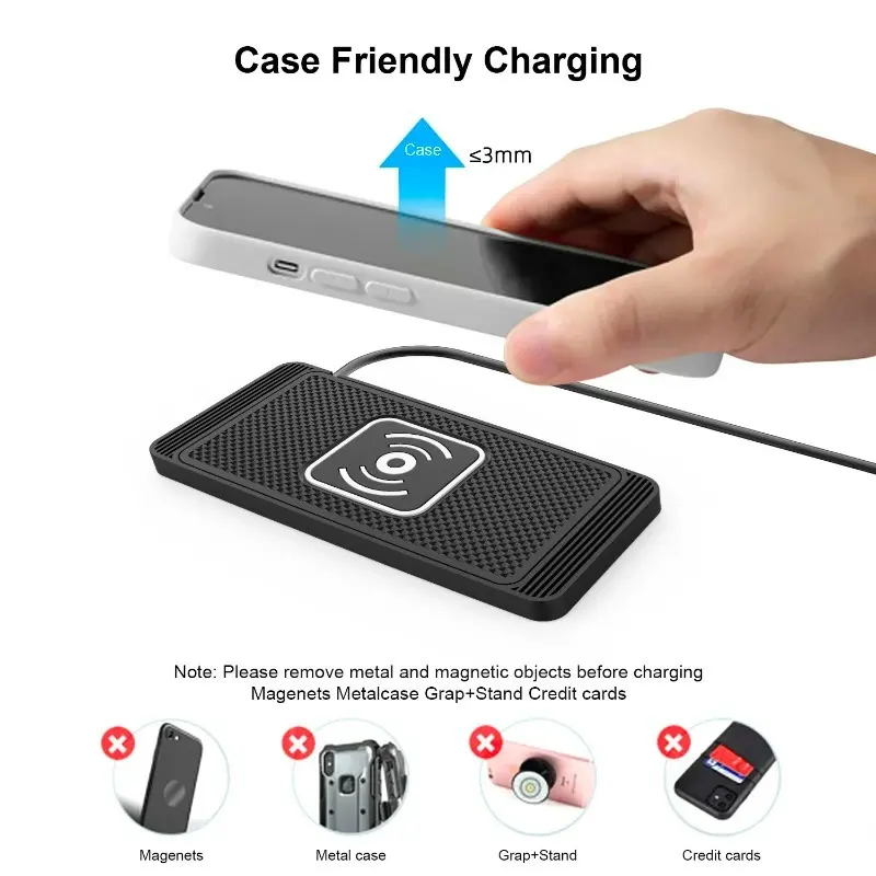 Wireless Car Charger Charging Pad 15w Non Slip Qi Fast Charger for Car Wireless Phone Charger for Android for IPhone 11/12/13/14