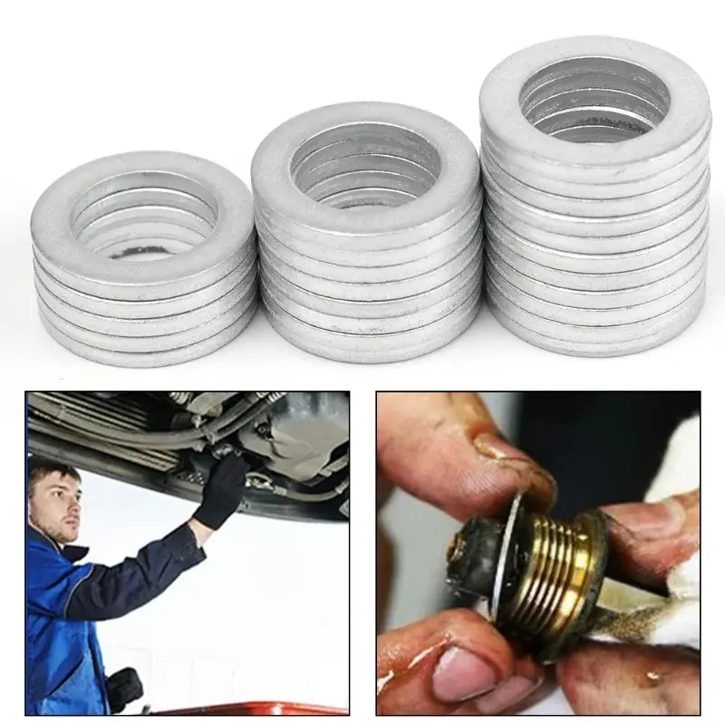 14mm Aluminum Oil Drain Plug Crush Washer Set Non-Slip for Lasting Sealing Car Exterior Accessories for Oil Change Compatible