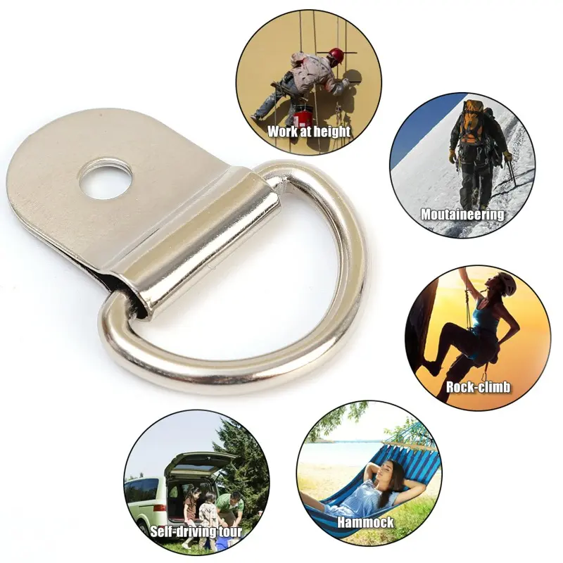 10-20pcs Stainless Steel D Shape Pull Hook Tie Down Anchors Ring Iron Cargo Tie Down Ring for Trailers RV Boats Accessories