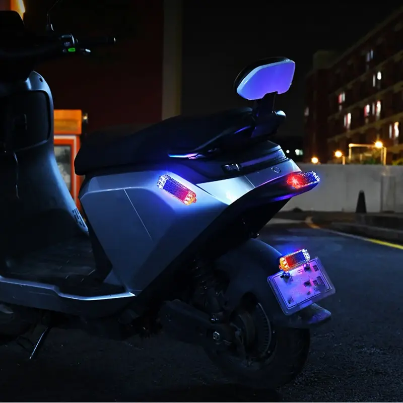 Motorcycle LED Flashing Lights High Bright Solar Power Warning Safety Light Waterproof Tail Lamp for Bikes Car