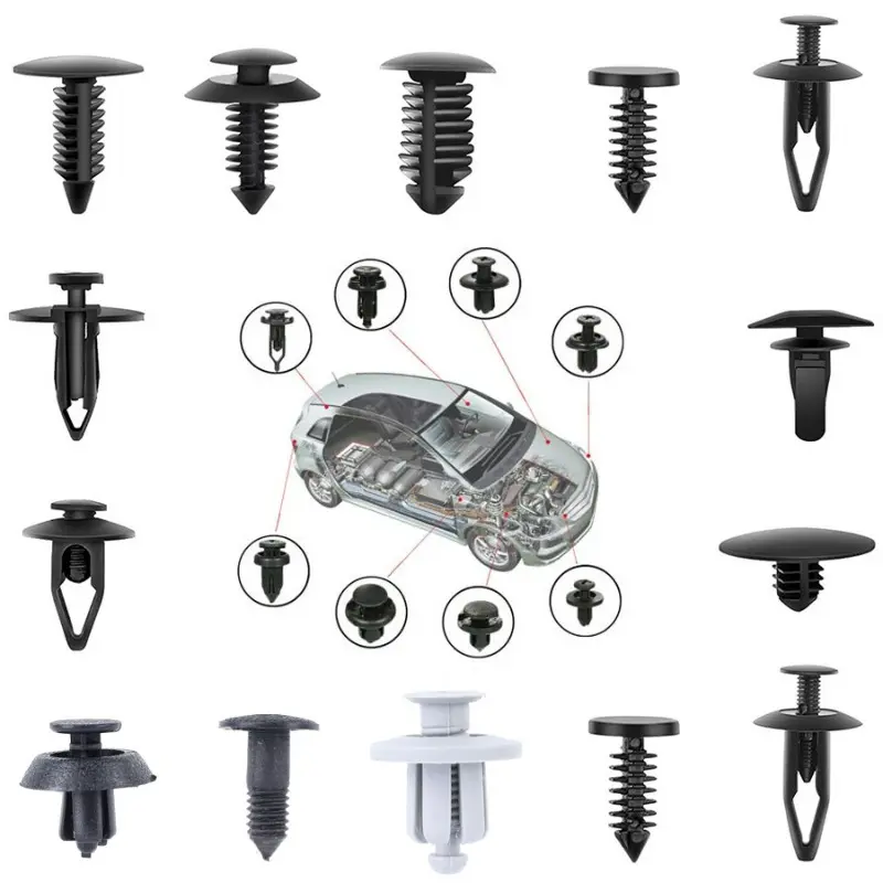100pcs Car Retainer Clips 10Sizes Fasteners Automotive Plastic Clips Kit Auto Trim Panel Clip Mixed Car Body Bumper Rivet