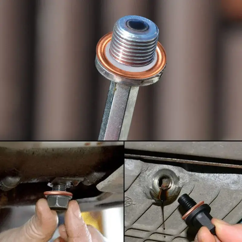 Car Oil Pan Drain Gasket Drainage Bolt Pad Aluminum/ Copper Oil Drain Plug Gasket Replaceable Accessories for Volkswagen Audi
