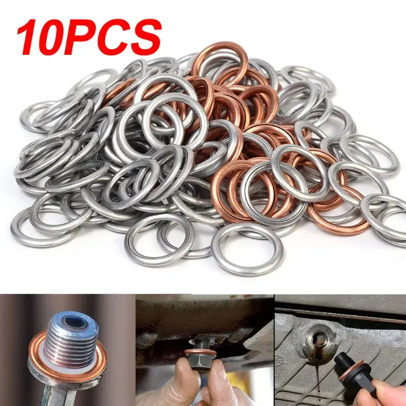Car Oil Pan Drain Gasket Drainage Bolt Pad Aluminum/ Copper Oil Drain Plug Gasket Replaceable Accessories for Volkswagen Audi