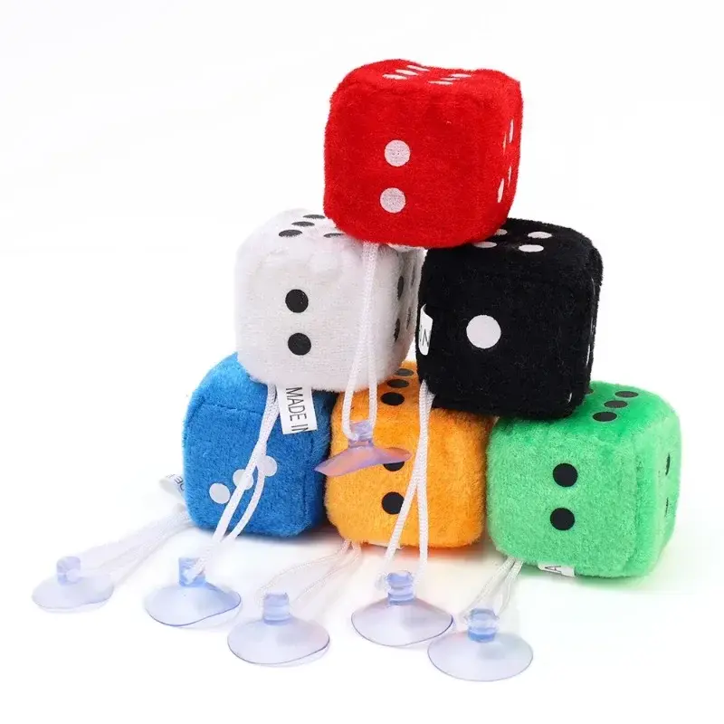 Car Dice Auto Rear Mirror Plush Dice Soft &Fuzzy Car Charm Interior Ornament for Sedan Truck SUV Hangable Decoration Accessories