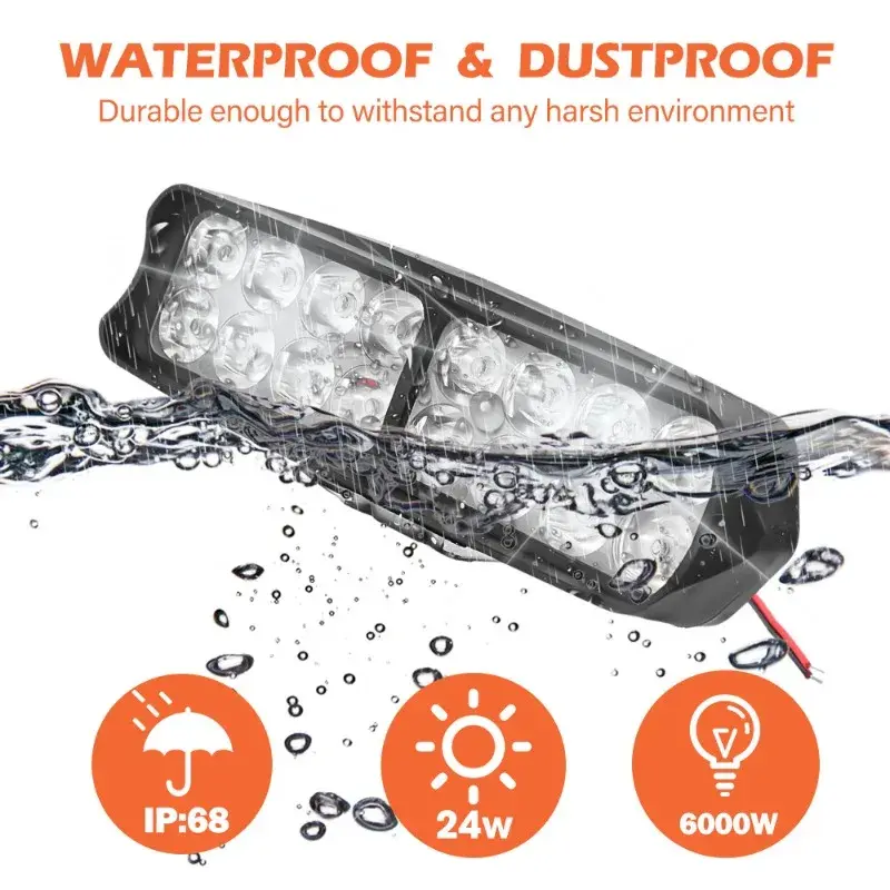 Motorcycle Headlight LED 12V 80V Driving Lights High Brightness 8/12/16 LED Waterproof Auxiliary Headlight External Spotlight
