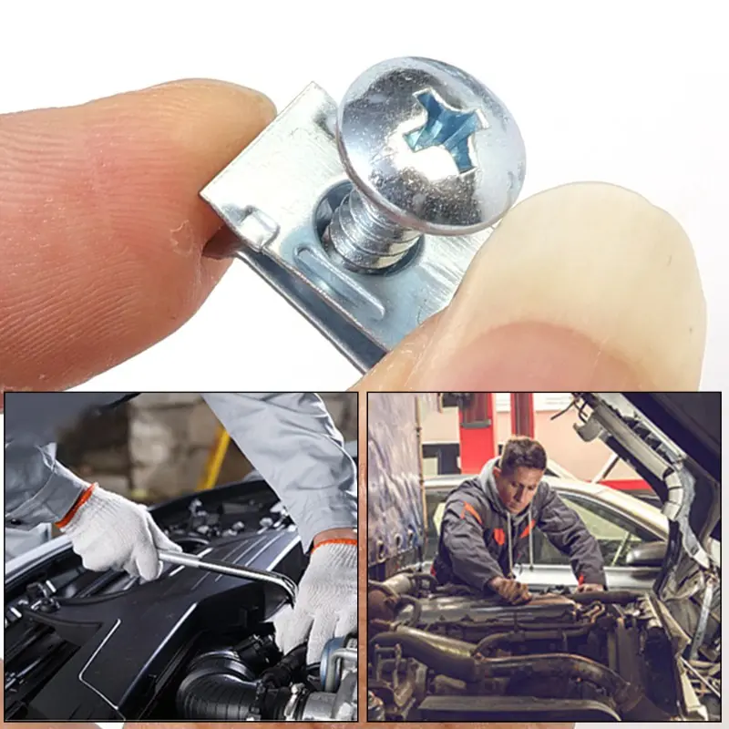 17mm U-Type Fasteners Clip with Screw Car Metal Screw Clips Anti-rust Auto Fender Bumper Protection Buckle Iron Sheet Hardware