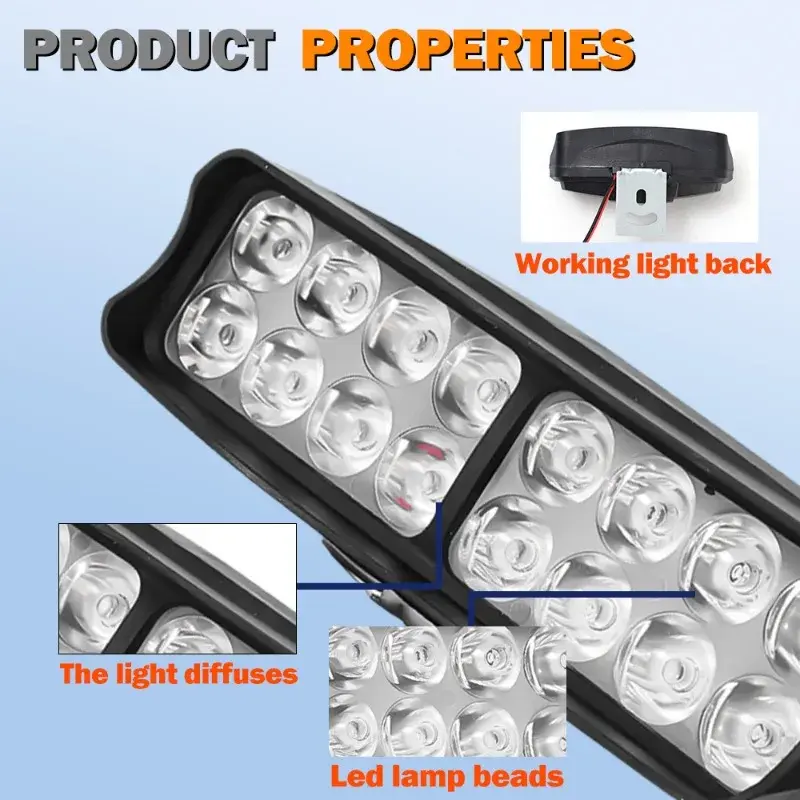 Motorcycle Headlight LED 12V 80V Driving Lights High Brightness 8/12/16 LED Waterproof Auxiliary Headlight External Spotlight