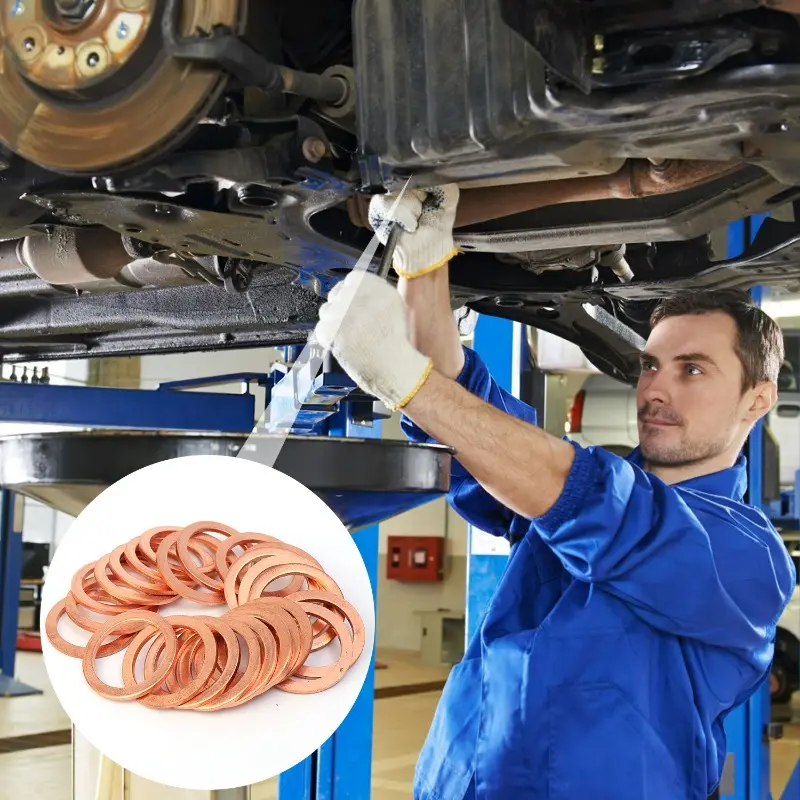 Engine Oil Drain Plug Sealing Gaskets OE#90341-12012 Car Oil Pan Screw Copper Washer Replaceable Accessories for Toyota Lexus