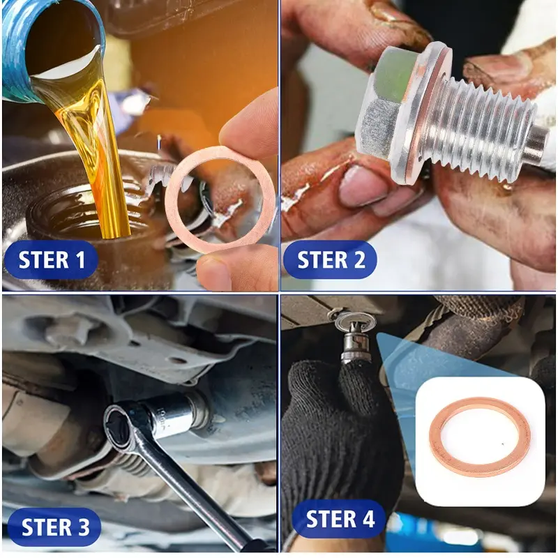 Engine Oil Drain Plug Sealing Gaskets OE#90341-12012 Car Oil Pan Screw Copper Washer Replaceable Accessories for Toyota Lexus