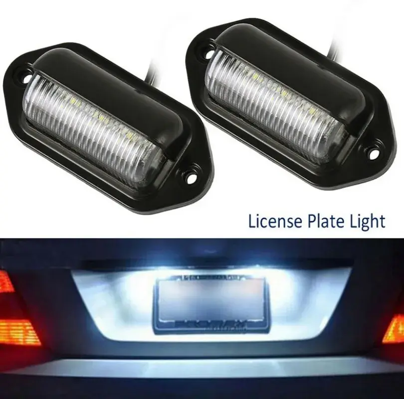 6 LED Car License Number Plate Lights Waterproof 12-24V Universal Truck RV Trailer Tail License Plate White Side Lamp Bulbs