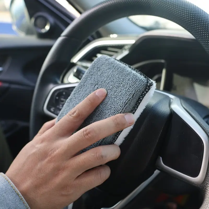 Soft Double Side Microfiber Scrubbing Sponge Car Leather Cleaning Microfiber Towel Wax Sponge Auto Detailing Tools 1/10pcs