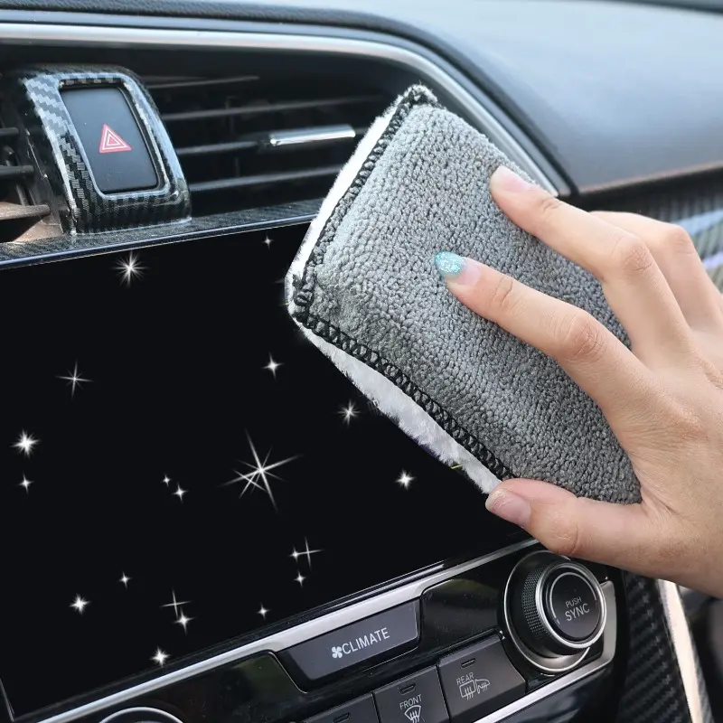 Soft Double Side Microfiber Scrubbing Sponge Car Leather Cleaning Microfiber Towel Wax Sponge Auto Detailing Tools 1/10pcs