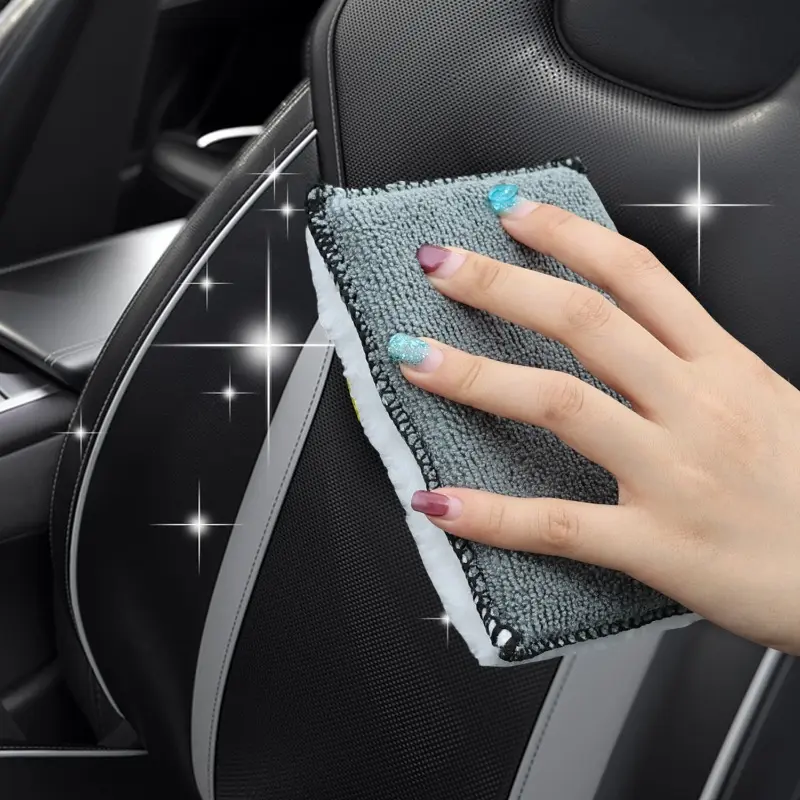 Soft Double Side Microfiber Scrubbing Sponge Car Leather Cleaning Microfiber Towel Wax Sponge Auto Detailing Tools 1/10pcs