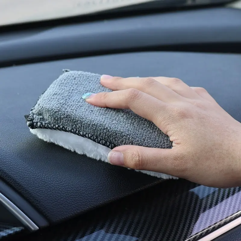 Soft Double Side Microfiber Scrubbing Sponge Car Leather Cleaning Microfiber Towel Wax Sponge Auto Detailing Tools 1/10pcs