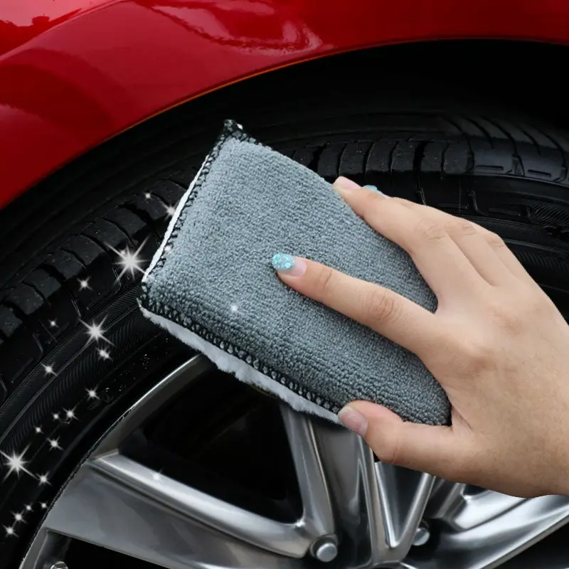 Soft Double Side Microfiber Scrubbing Sponge Car Leather Cleaning Microfiber Towel Wax Sponge Auto Detailing Tools 1/10pcs