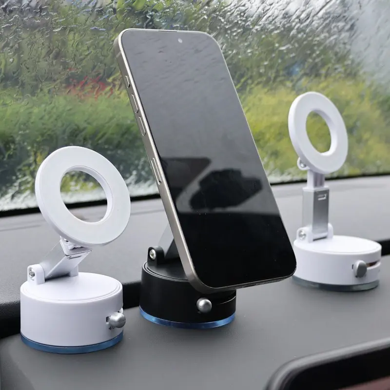 Vacuum Suction Cup Magnetic Car Phone Holder Double-Sided Foldable Magnetic Auto Phone Bracket for Car Interior Accessories