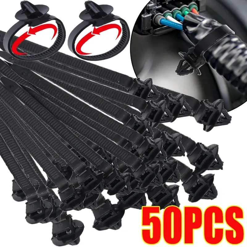 Car Nylon Tie Wrap Cable Fixed Fastener Clips Strap Self-Locking Nylon Cable Ties Car Hose Fastening Storage Organizer
