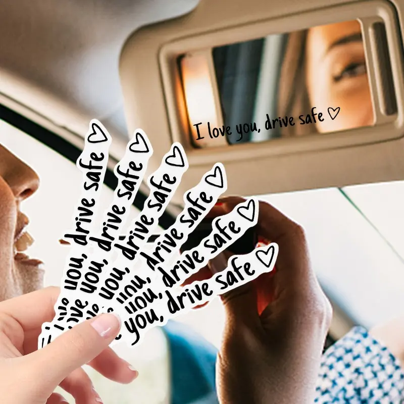 Drive Safe I Love You Adhesive Mirror Decal for Car Rearview Affectionate Reminder for Drivers Decoration Stickers
