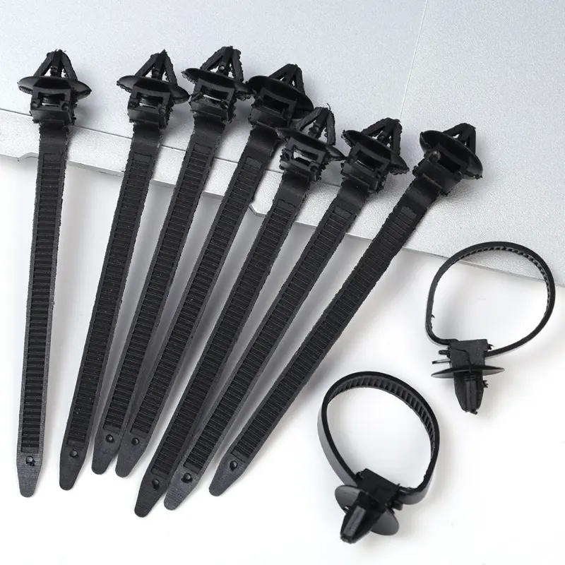Car Nylon Tie Wrap Cable Fixed Fastener Clips Strap Self-Locking Nylon Cable Ties Car Hose Fastening Storage Organizer