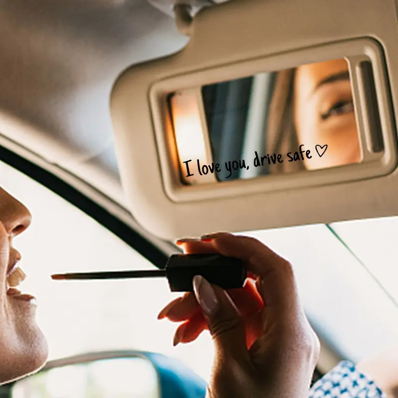 Drive Safe I Love You Adhesive Mirror Decal for Car Rearview Affectionate Reminder for Drivers Decoration Stickers