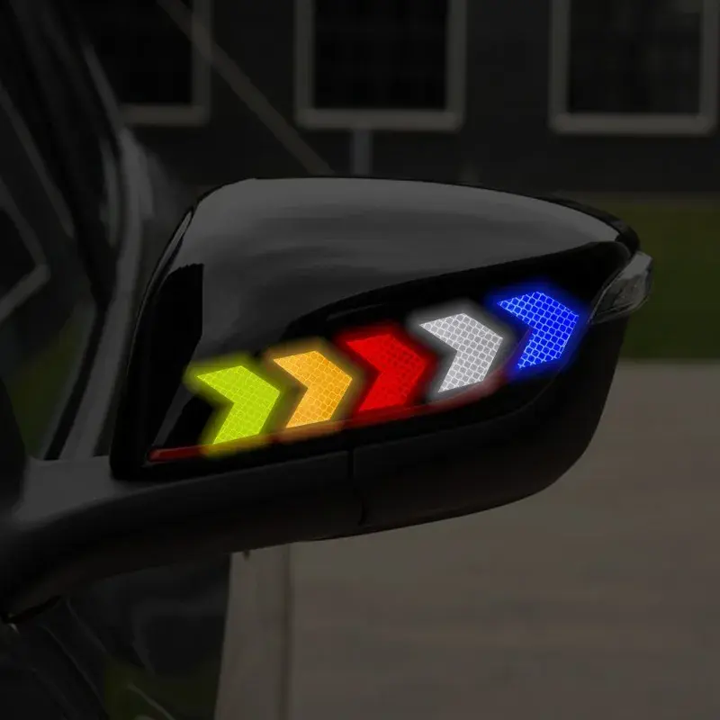 10pcs Car Reflective Arrow Sticker Safety Warning Sticker for Car Bumper Trunk Reflector Hazard Tape Car Styling Luminous Film