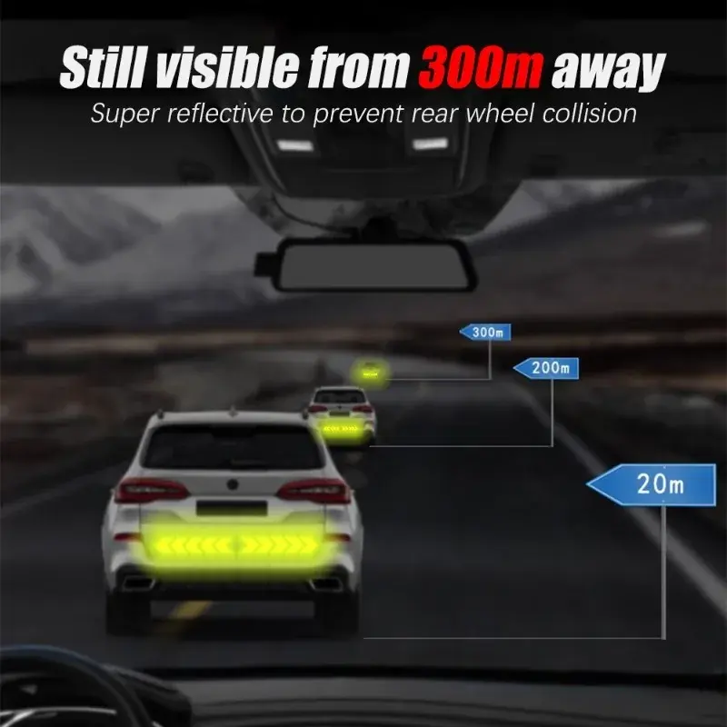 10pcs Car Reflective Arrow Sticker Safety Warning Sticker for Car Bumper Trunk Reflector Hazard Tape Car Styling Luminous Film