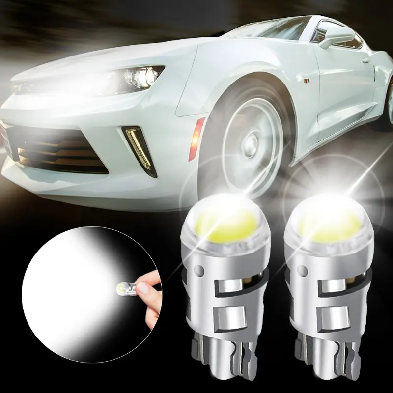 2Pcs T10 COB Led DC 12V Signal Lamp Car Bulb W5W 194 168 Reading Interior Lamps Clearance Backup Reverse Fog Lights Ultra Bright