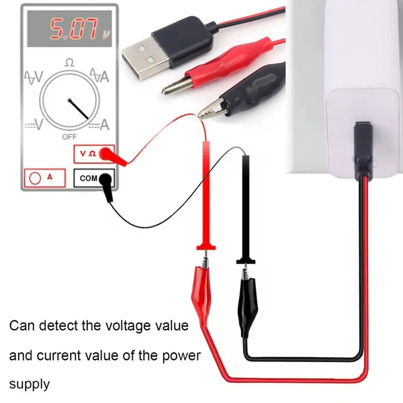 62CM Metal Alligator Clip Crocodile Electrical Clamp for Testing Probe Crocodile Test Clip To USB Adapter Multimeter Car Home