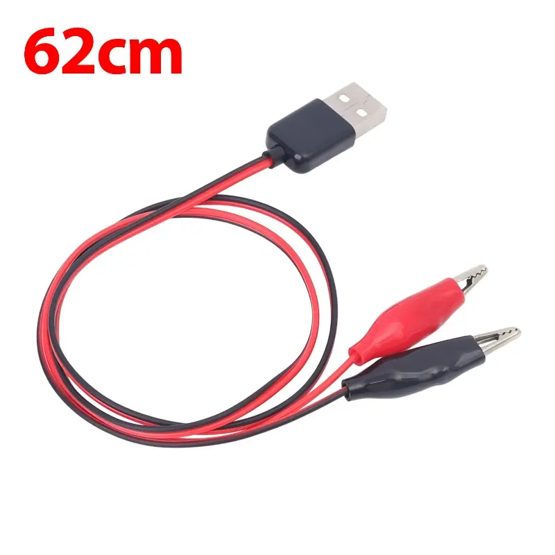 62CM Metal Alligator Clip Crocodile Electrical Clamp for Testing Probe Crocodile Test Clip To USB Adapter Multimeter Car Home