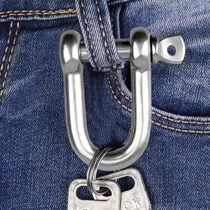 M6 Stainless Steel Heavy Duty D-Ring Shackle Lock Clip for Motorcylcle Car Trunk Boat Hardware Outdoor Keychain Carabiner