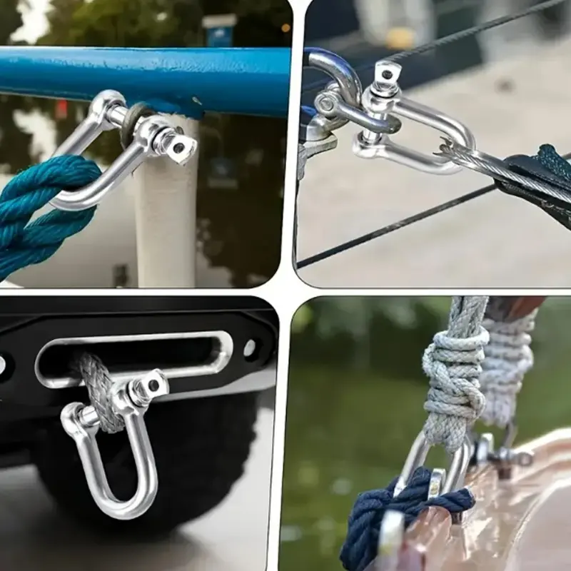M6 Stainless Steel Heavy Duty D-Ring Shackle Lock Clip for Motorcylcle Car Trunk Boat Hardware Outdoor Keychain Carabiner