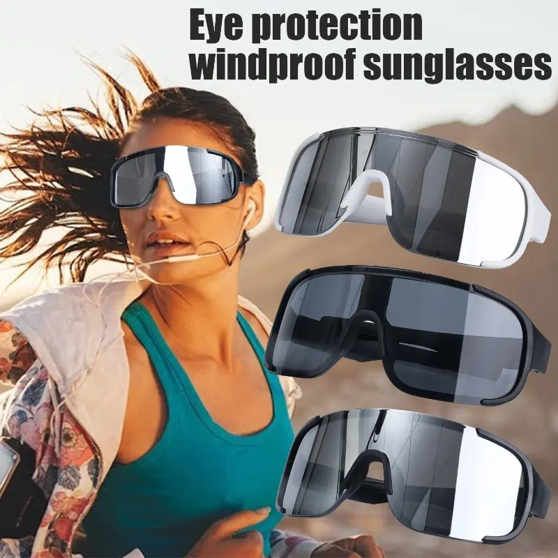 Windproof Sunglasses Sports Sunglasses Black Oversized Frame Ski Cycling Goggles for Outdoor Cycling Motorcycle Equipments