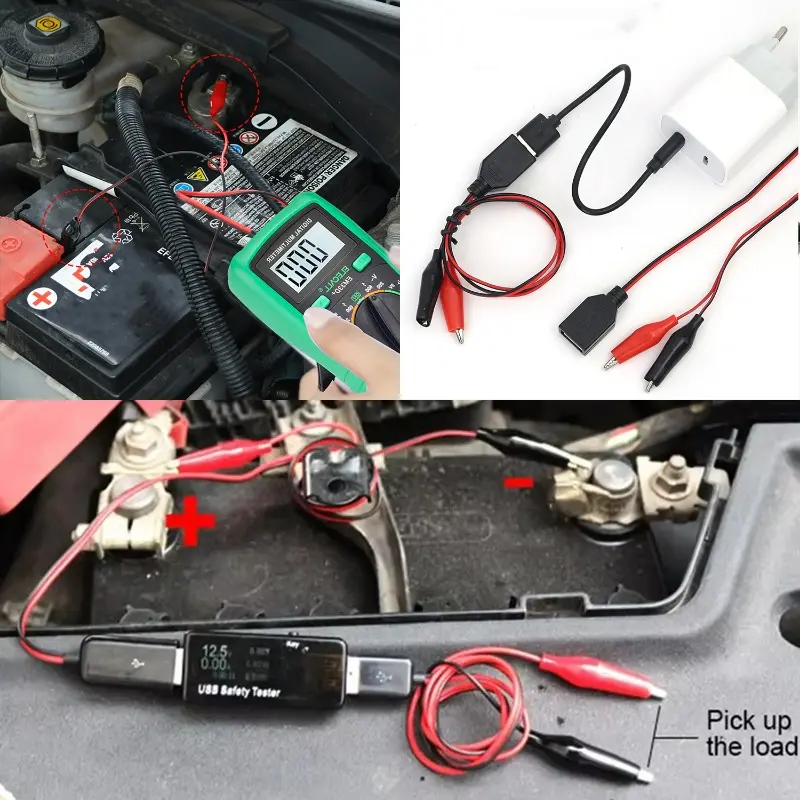 56cm Red and Black Wire Alligator Test Clips Clamp To USB Female Connector Power Adapter Supply Car Diagnostic Tools