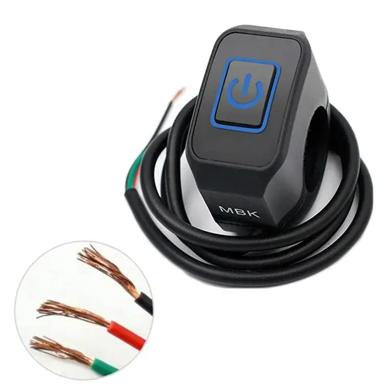 22mm Motorcycle Switch Button Handlebar Mount Waterproof Modified Switch Headlight Horn Control ON/OFF with LED Display Lamp