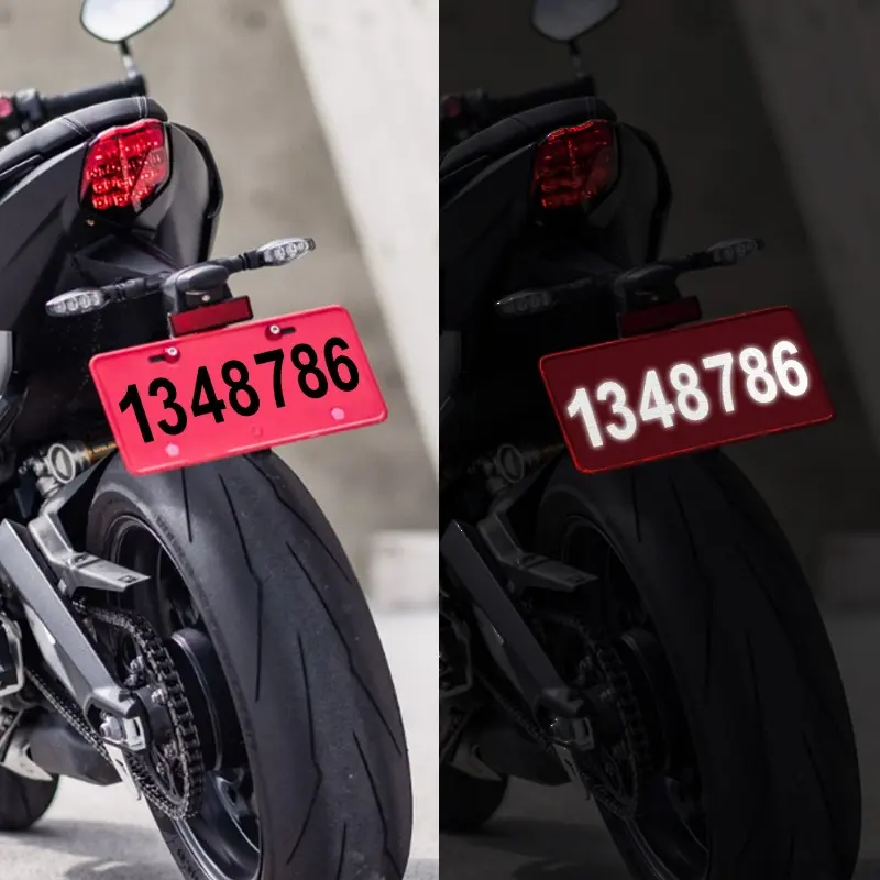 Car License Plate Reflective Number Label Stickers Waterproof Invisible Number Stickers Vinyl Sticker Reflective Decals