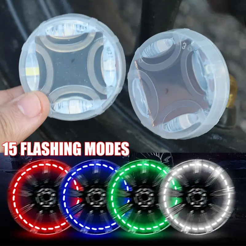 Car Waterproof Solar Energy Flash Wheel Light Decorative Flashing Colorful LED Tire Lights Gas Nozzle Cap Motion Sensors Lamp