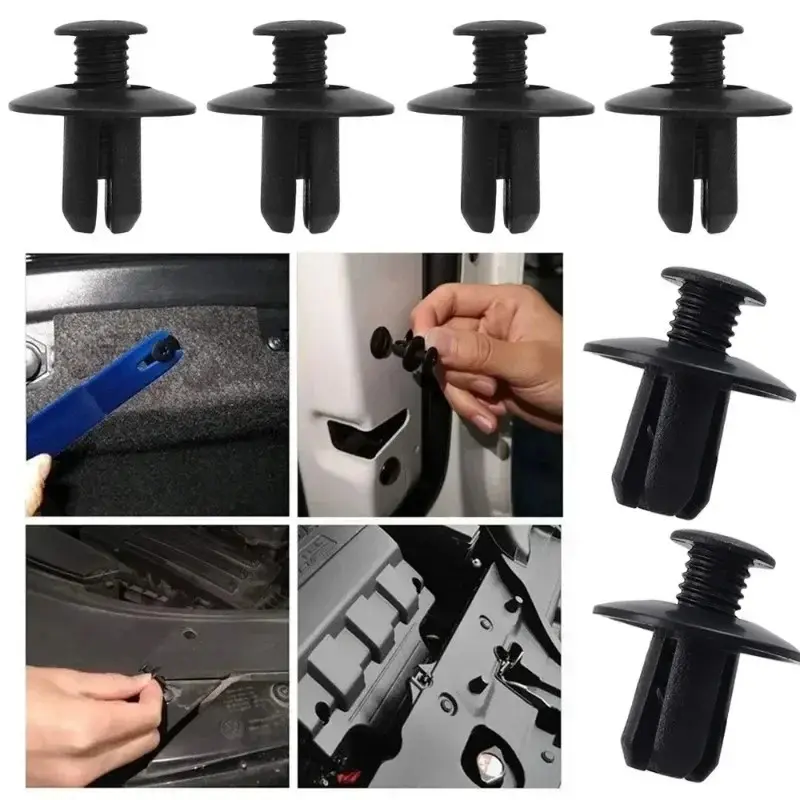 Auto Body Push Clips 8mm Nylon Expansion Rivets for Door Bumper Fender Liner Plastic Retainer Fastening Accessories Kit