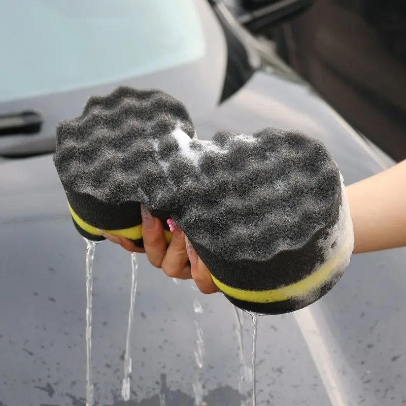 Nano Car Wash Sponge 3-layer Large Wave High Density Super Water Absorption 8-shaped PU Sponge Car Body Window Cleaning Tools