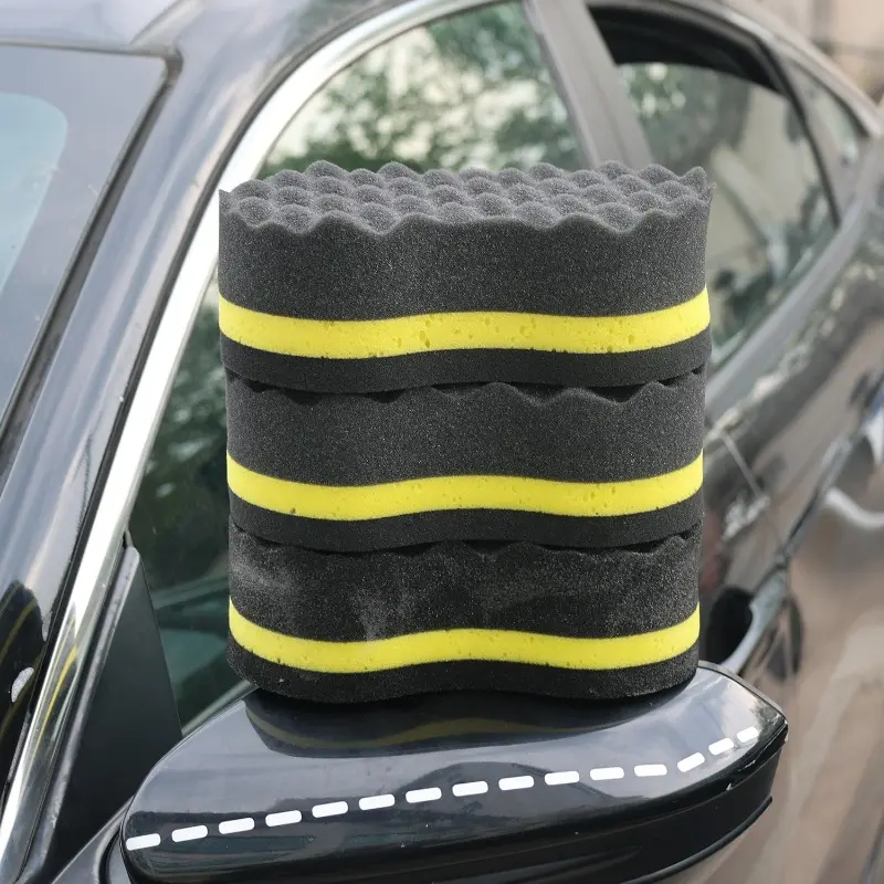 Nano Car Wash Sponge 3-layer Large Wave High Density Super Water Absorption 8-shaped PU Sponge Car Body Window Cleaning Tools