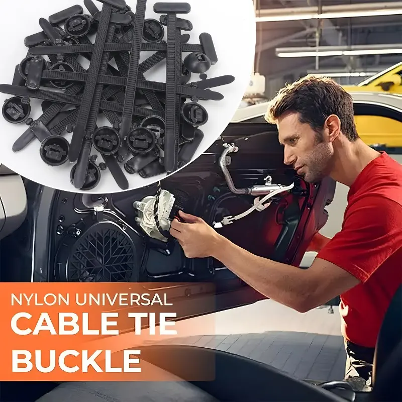 Nylon Universal Cable Tie Buckle Heavy Duty Self-Locking Nylon Zip Ties Holder Multipurpose Plastic Cable Ties Car Repair