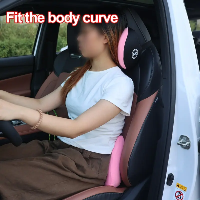 Auto Memory Foam Seat Cushion Set Headrest & Lumbar Pillow Support for Driving Comfort Car Back Neck Cushion Accessories