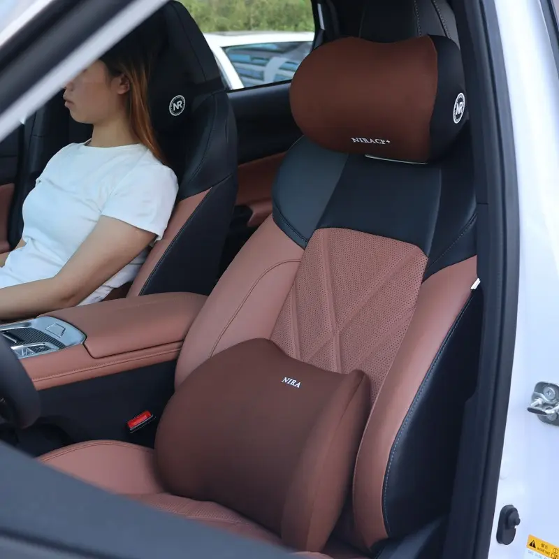 Auto Memory Foam Seat Cushion Set Headrest & Lumbar Pillow Support for Driving Comfort Car Back Neck Cushion Accessories