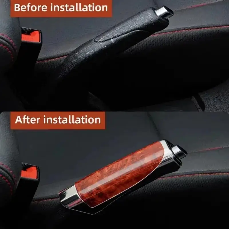 Universal Car Handbrake Grip Protect Cover Styling Wooden Carbon Fiber Decor High Quality ABS Smooth SUV Interior Accessory