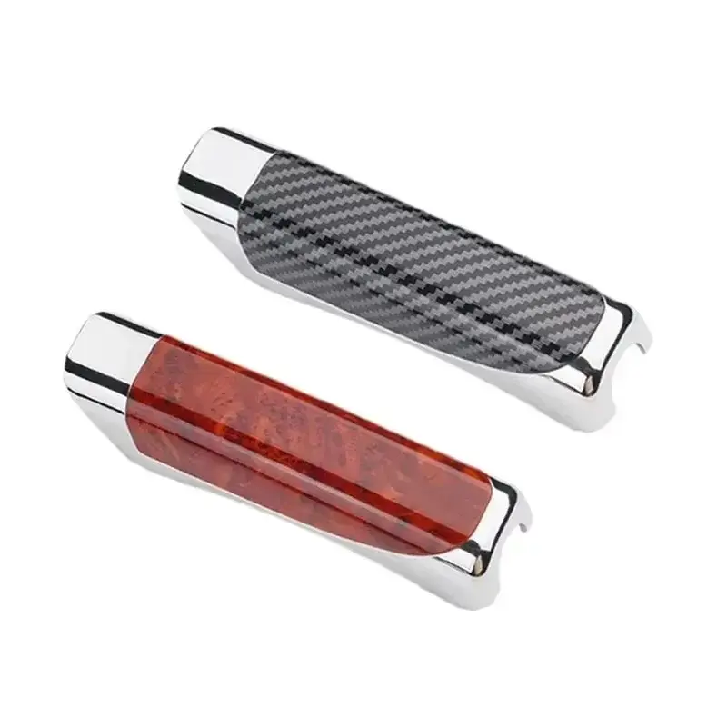 Universal Car Handbrake Grip Protect Cover Styling Wooden Carbon Fiber Decor High Quality ABS Smooth SUV Interior Accessory