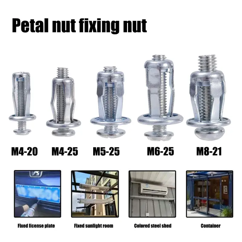 Petal Rivet Nut Kit Car Number Plate Metal Clip Fixing Plate Metal Screw Jack Nuts Bolt Cars Motor Vehicle Special Fixing Nut