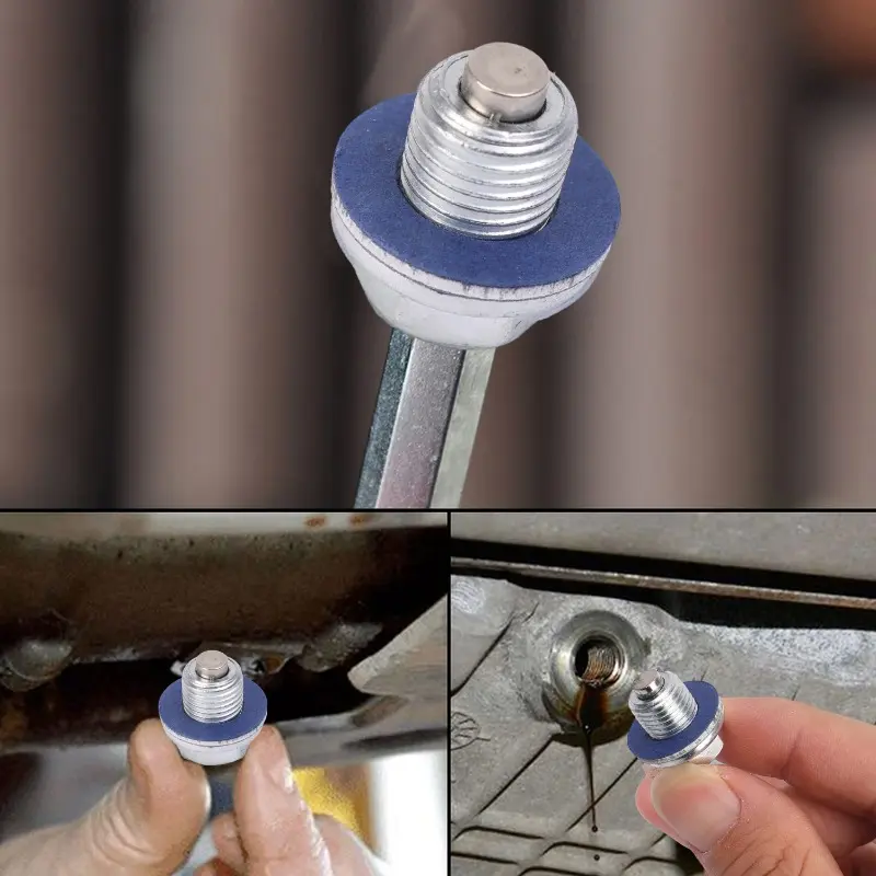 M12*1.25 Car Engine Oil Pan Drain Plug Bolt Silver with Washer Magnetic Oil Drain Screws Seal Ring for Toyota/Toyoda Gaskets