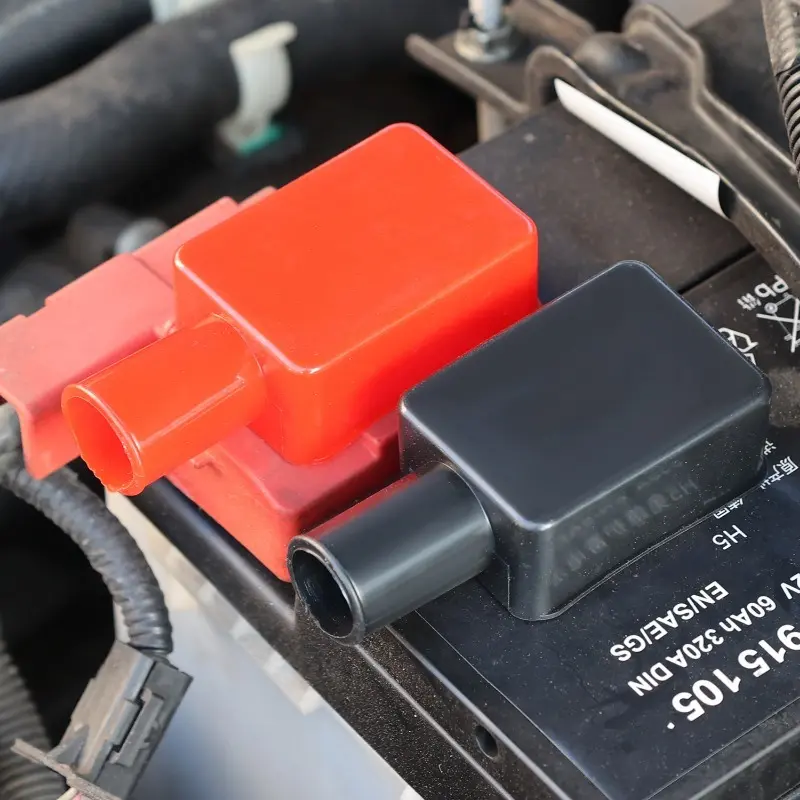 2/4pcs Car Battery Terminal Covers Positive Negative Top Post Cap Protection Insulate Case Battery Wire Connectors Rubber Caps